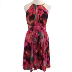 Eliza J pink watercolor floral dress